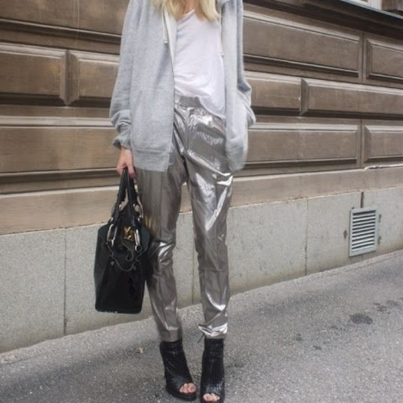 Rock out Metallic Style Satin Crop Wide Pants - Picture 6 of 12